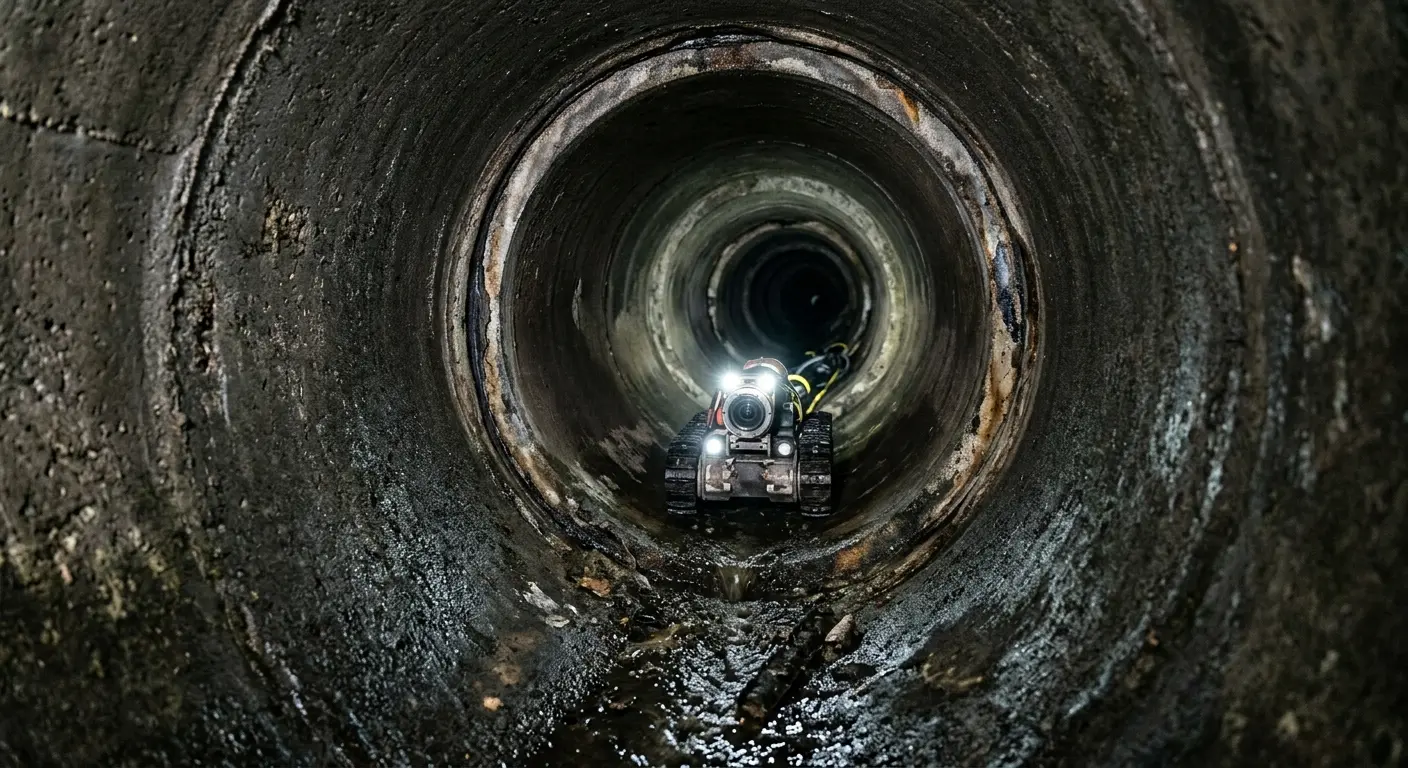 Robotic sewer camera inspecting pipe interior for Sewer Line Cleaning in Tacoma